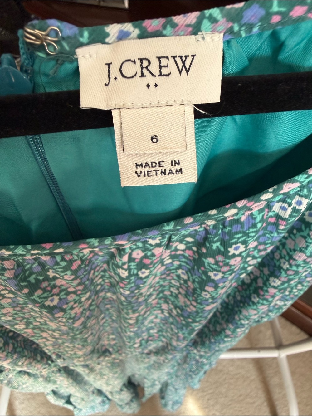 J. Crew Teal Floral A-Line Dress - Picture 3 of 6